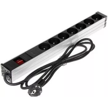 DELTA PD-7K/RACK 7-pistikupesaga Schuko toiteplokk 1U riiulikinnitus 230V 10A 2300W 3m kaabel must