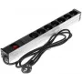 DELTA PD-7K/RACK 7-pistikupesaga Schuko toiteplokk 1U riiulikinnitus 230V 10A 2300W 3m kaabel must