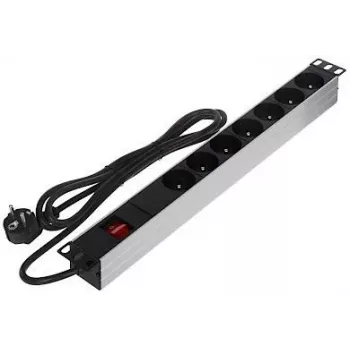 DELTA PD-7/RACK Toiteplokk 7 pistikupesa 19-tolline riiulikinnitus 1U Schuko Must