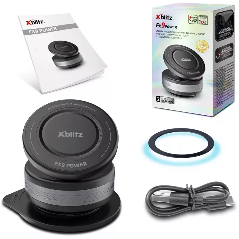 Xblitz FX9 Power Auto laadiv hoidik Qi juhtmevaba laadimisega, 10W, automaatne klamber, iminapakinnitus