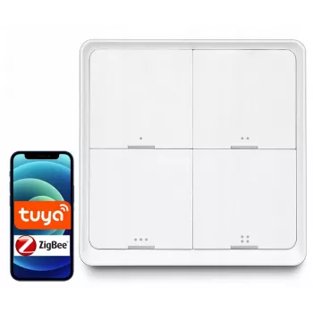 LUXURY-GOODS SC04 ZigBee TUYA nutikas stseenilüliti – 4 nuppu, 12 stseeni, valge