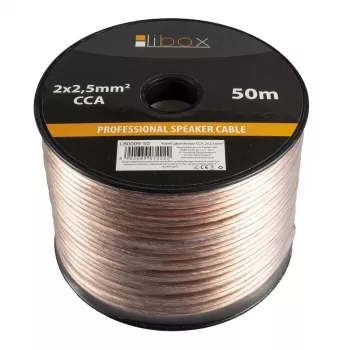 Libox kõlarikaabel 2x2,50mm LB0009-50 helikaabel 50 m läbipaistev