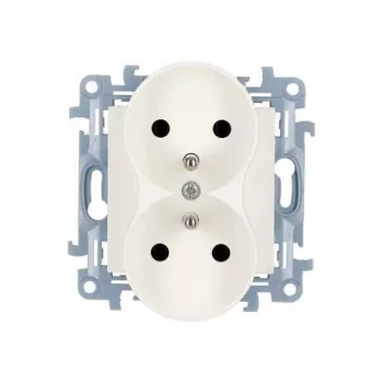 KONTAKT SIMON 10 Module White Socket Outlet 2x Type F with Shutters Screw Terminals 16A 250V