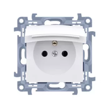 KONTAKT SIMON 10 Moodul Valge Pistikupesa 1x Z/U Klapiga IP44 Kruviühendused 16A 250V