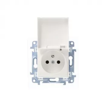 KONTAKT SIMON 10 1-kohaline valge pistikupesa klapiga IP44 vedruterminalid 16A 250V