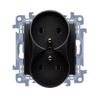 KONTAKT SIMON 10 Moodul Topeltpistikupesa 2x Z/U Kruviühendused 16A 250V Matt Must