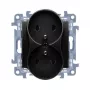 KONTAKT SIMON 10 Moodul Topeltpistikupesa 2x Z/U Kruviühendused 16A 250V Matt Must