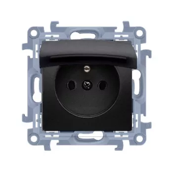 KONTAKT SIMON 10 1-mooduliline must matt pistikupesa klapiga IP44 vedruterjadega 16A 250V