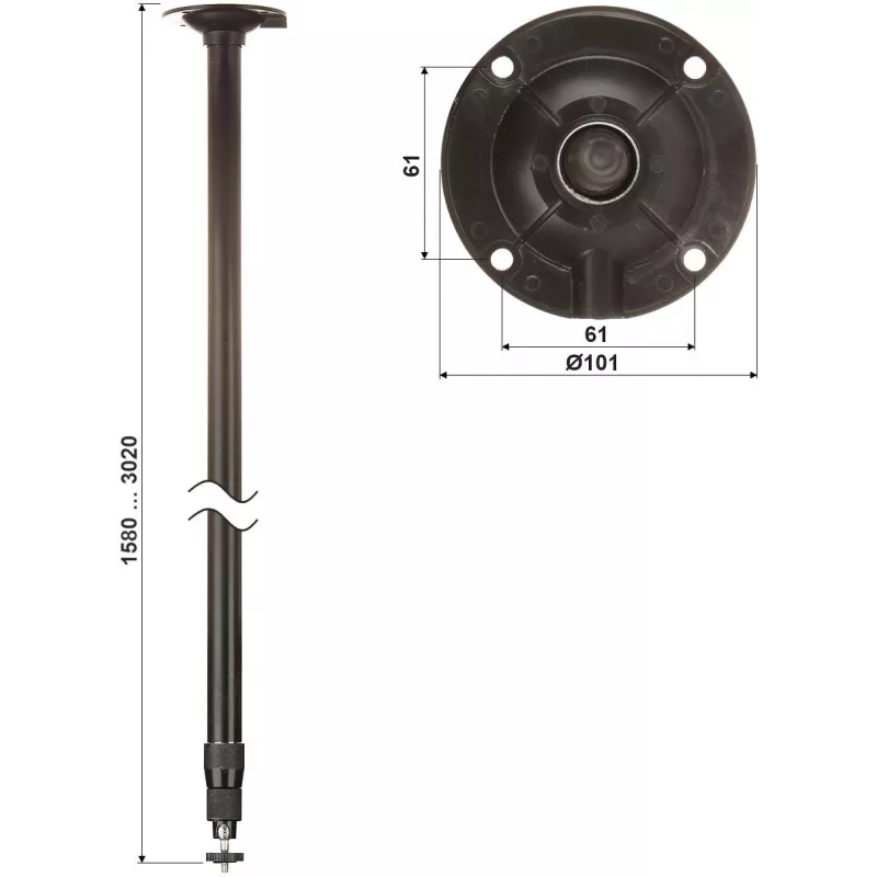 DELTA teleskoopiline laekinnitus kaamerale BR-150X300-B, must