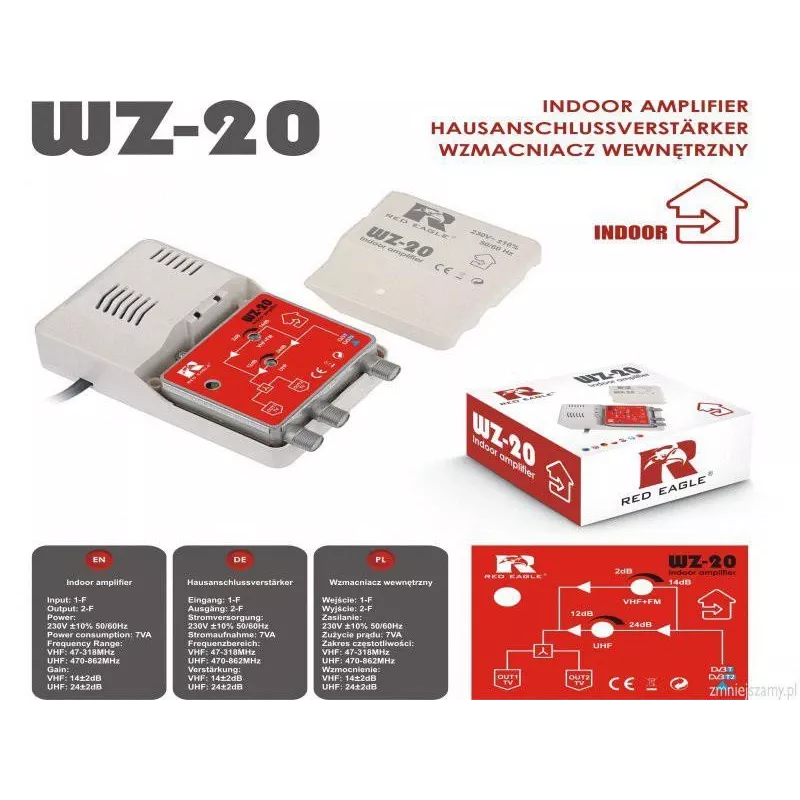 RED EAGLE DVB-T/T2 Antenna Amplifier WZ-20