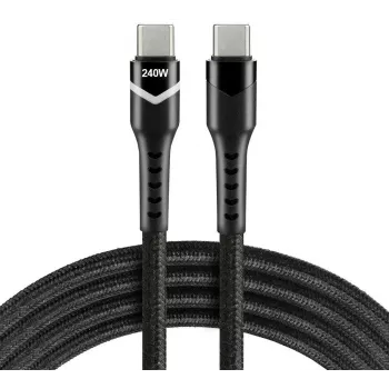 EVERACTIVE USB-C to USB-C kaabel 2m 240W RGB LED Must CBB-2PDRS