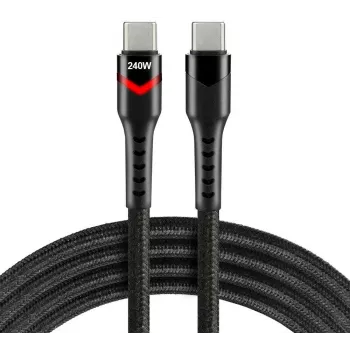 EVERACTIVE USB-C to USB-C kaabel 2m 240W RGB LED Must CBB-2PDRS