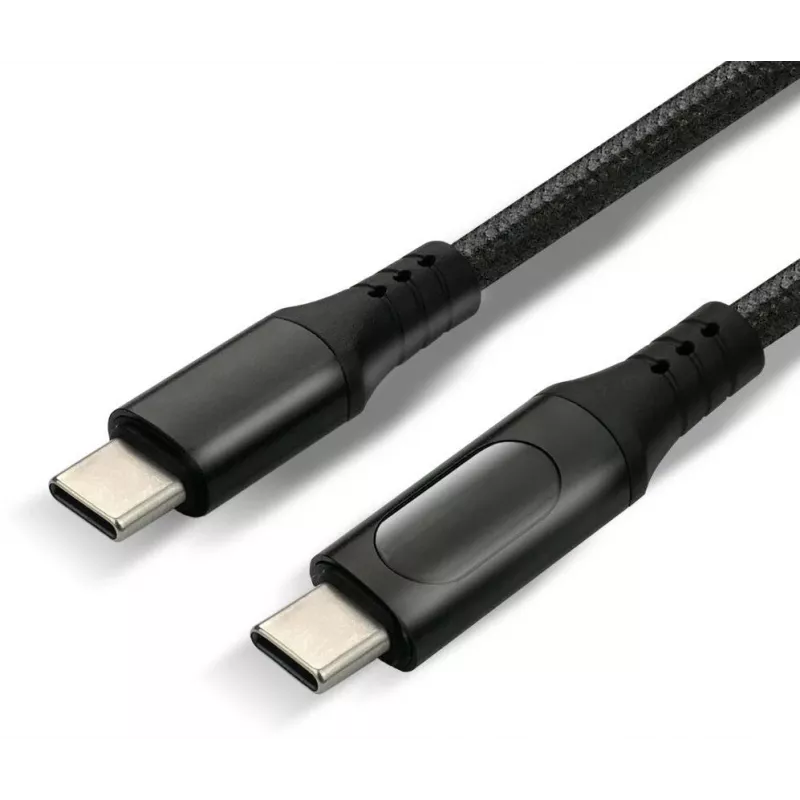 USB-C to USB-C kaabel LCD toitekuvariga, 3m, 45W PD, must