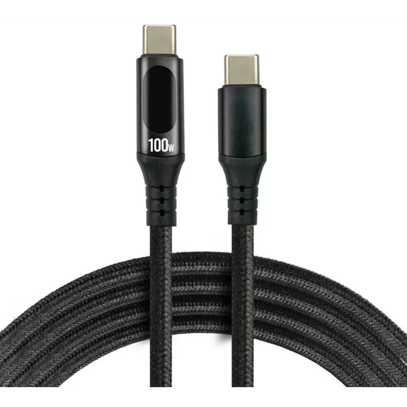 USB-C to USB-C kaabel 100cm 100W PD LCD-ekraaniga everActive CBB-1PD5L