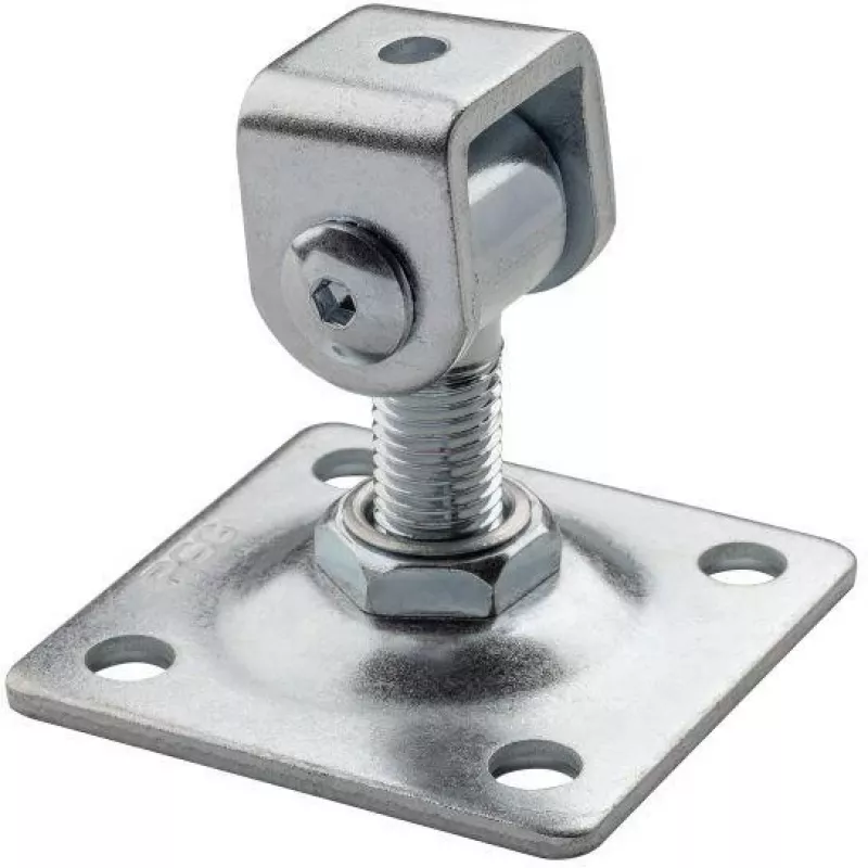 PSG Reguleeritav värava hing 61.018.01 plaadiga 80x80x3mm - M16 keere (galvaniseeritud silm)