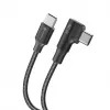 Forcell F-Energy CC-1Deg USB-C to USB-C kaabel 100W PD QC4.0 5A 2m Must 90° Nurga all