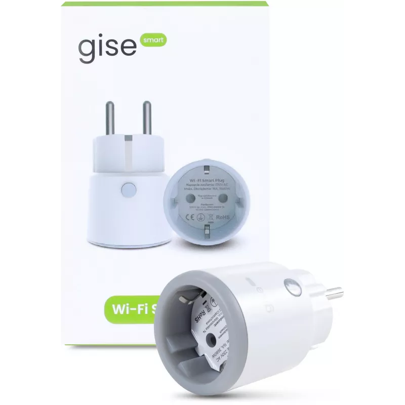 GISE SP-02 Nutikas WiFi-pistikupesa energiamonitooringuga, 16A, 3680W, Tuya ühilduv