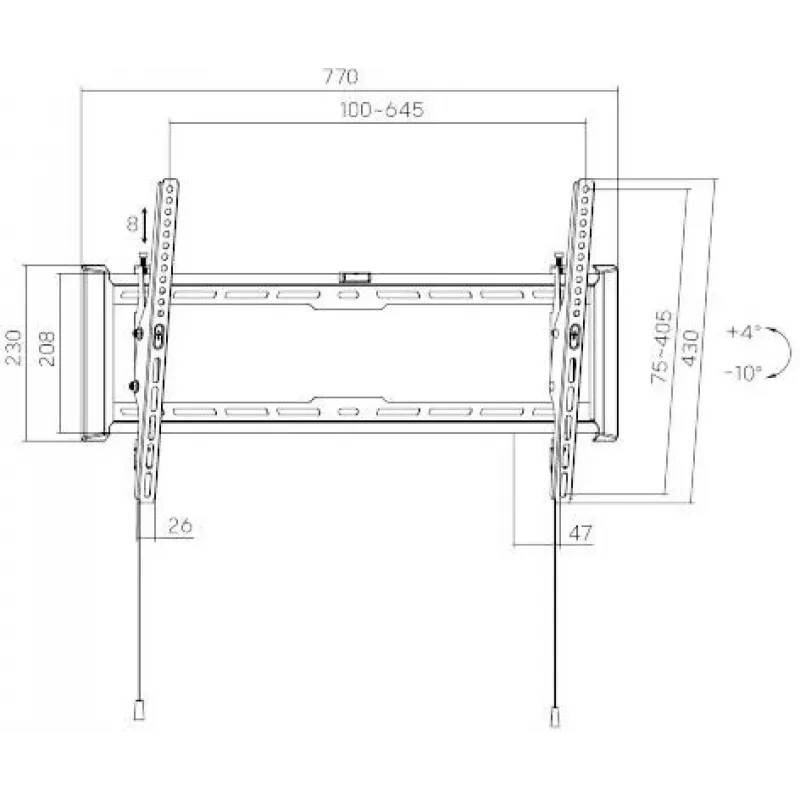 GETFORT GF-T3780-75 Kallutatav TV seinakinnitus LED/LCD 37-80 tolli, 75kg, VESA 650x405mm, must