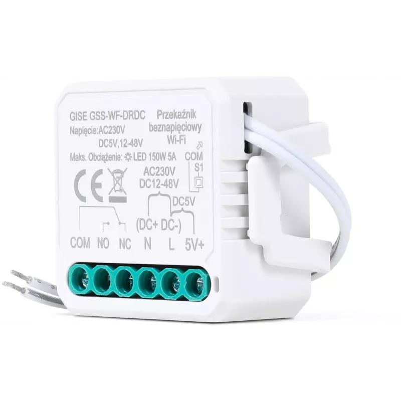GISE Smart Single Potential-Free Low-Voltage WiFi Relay Module | Tuya | GSS-WF-DRDC