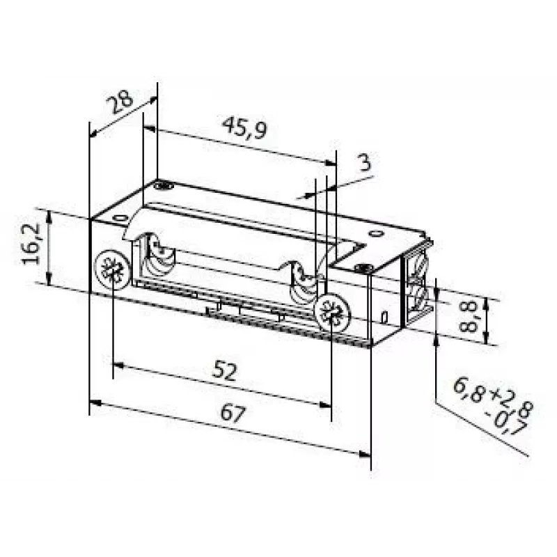 BIRA HARTTE XS00U-B Elektromagnetlukk XS-seeria 12-24V AC/DC Madalvool Tugevdatud