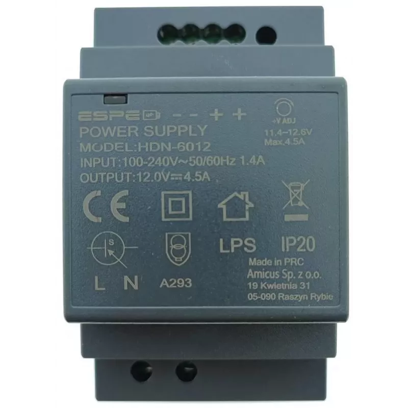 ESPE HDN-6012 DIN Rail Toiteplokk 12V 54W 4.5A