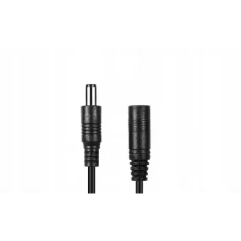 ESPE DC toite pikenduskaabel 5,0m 2x0,5mm² punutud DC pistik DC pesa 2,1x5,5mm must