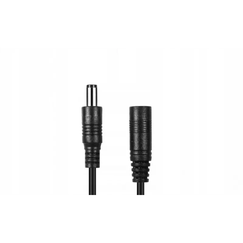 ESPE DC toite pikenduskaabel 5,0m 2x0,5mm² punutud DC pistik DC pesa 2,1x5,5mm must