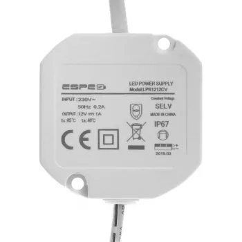 ESPE LP-1212-211 12V 1A 12W IP67 toiteplokk 5.5/2.1mm