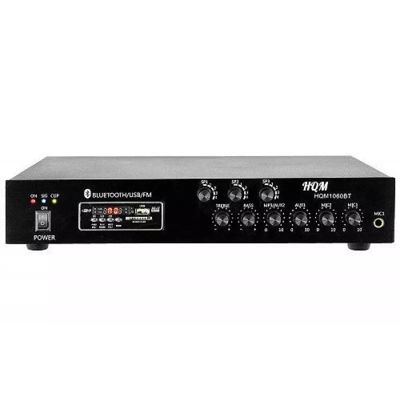 HQM HQM1060BT/S 60W PA-võimendi Bluetoothi, USB, SD, FM-raadioga