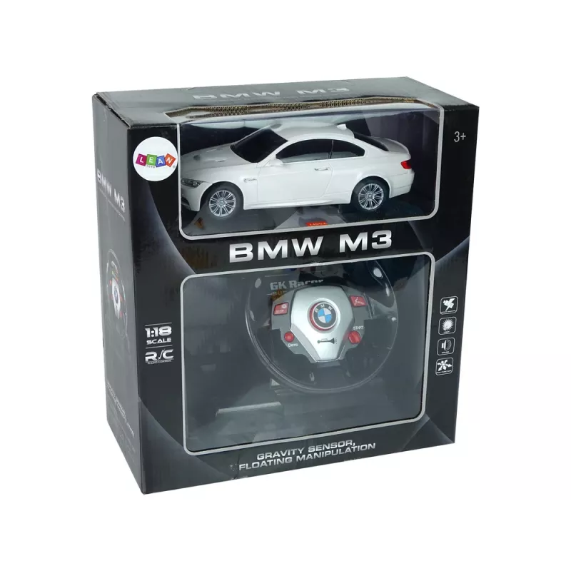 LEAN TOYS Kaugjuhitav BMW M3 Valge 2.4G Roolipult 1:18 Heli ja Tuled
