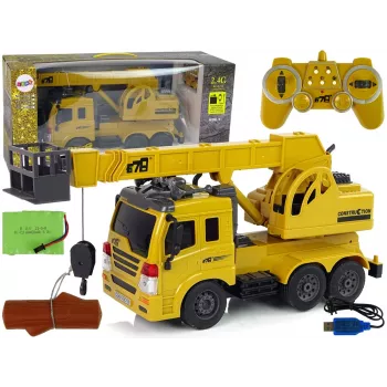 LEAN TOYS Kaugjuhitav Veoauto 1:20 Tõstekraana Pilot 2.4G Heli ja Tuled