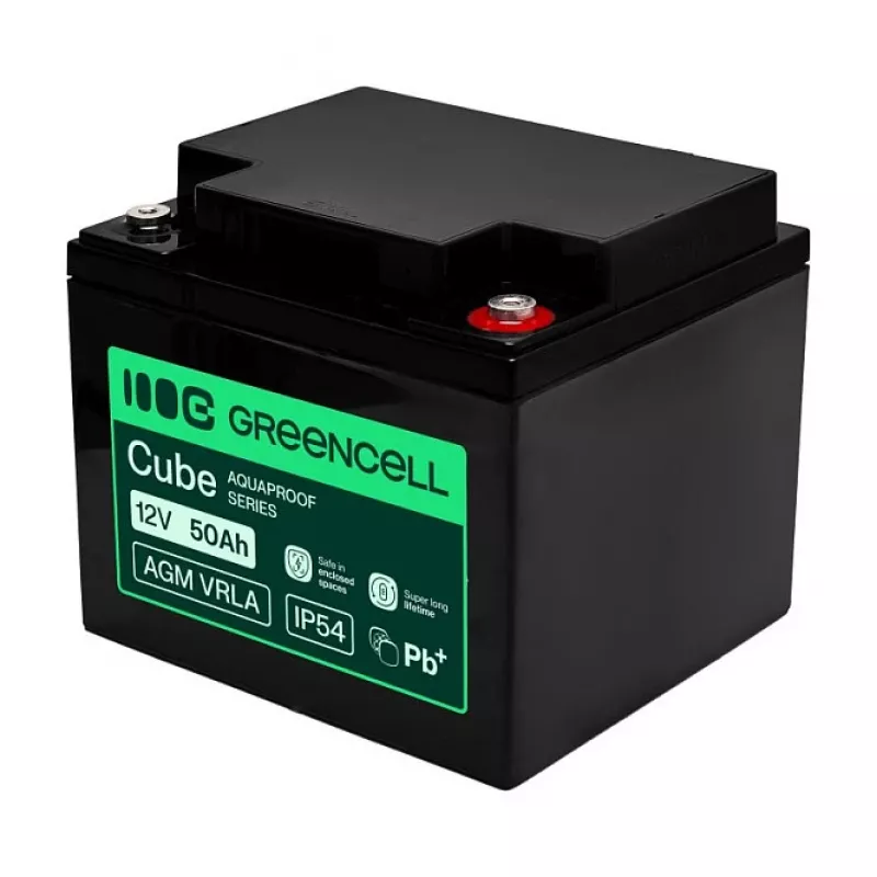 GREEN CELL AGM VRLA 12V 50Ah Hooldusvaba Aku UPS-ile, 197x166x170mm