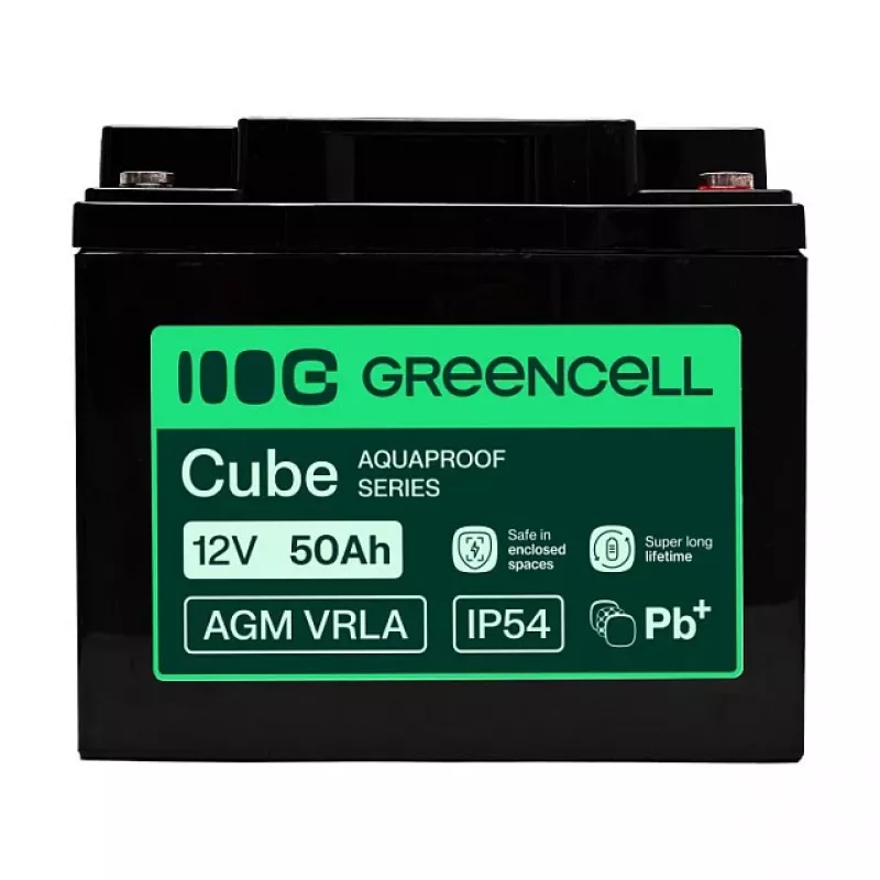 GREEN CELL AGM VRLA 12V 50Ah Hooldusvaba Aku UPS-ile, 197x166x170mm