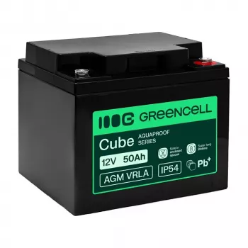GREEN CELL AGM VRLA 12V 50Ah Hooldusvaba Aku UPS-ile, 197x166x170mm
