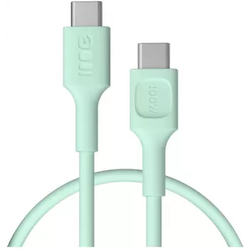 Green Cell PowerFlex Fast Charging USB-C to USB-C kaabel 100W 0.3m Mint Green