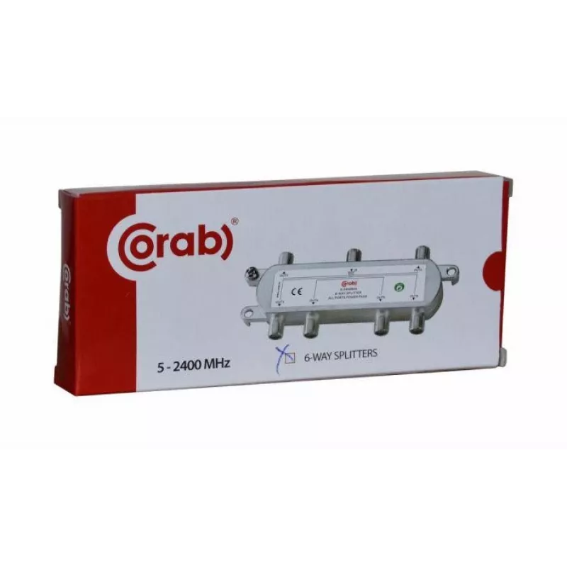 CORAB 6-suunaline TV/SAT signaalijaotur 5-2400 MHz alalisvoolu läbivooluga