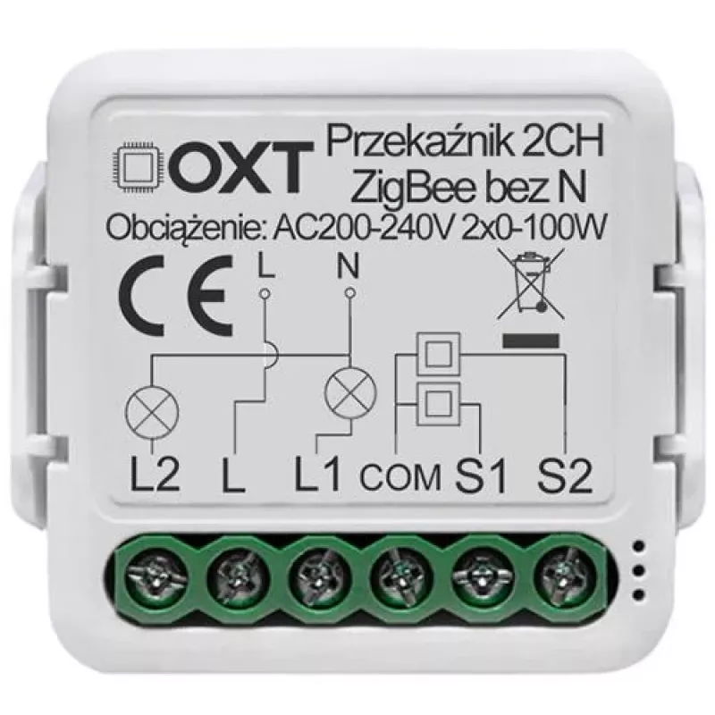 OXT Mini Releemoodul 2-Kanaliline Ilma Nulljuhtmeta ZigBee TUYA T272