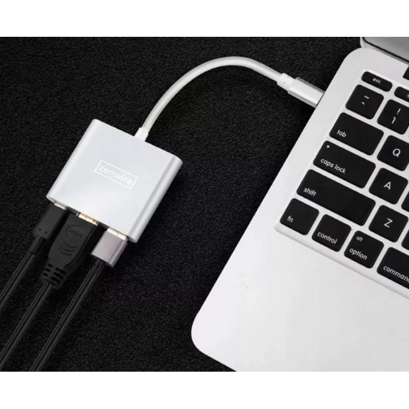ZENWIRE BYL-2008N 3-in-1 MHL Hub USB-C to HDMI 4K Adapter, Space Gray