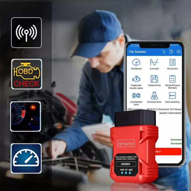 OBD2 diagnostikaskanner ELM327 VDiagX V016 Bluetooth liides tester