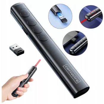 ZENWIRE S9 USB esitluslaserpointer, 2,4 GHz, punane laser, must