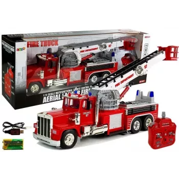 LEAN TOYS Tuletõrjeauto pikendatava pöörleva redeliga R/C heli ja valgus sireeniga
