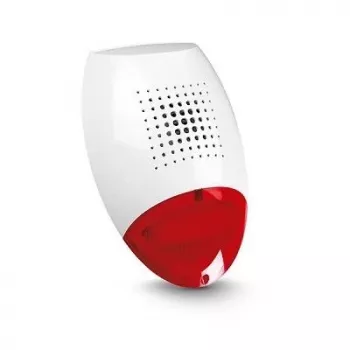 SATEL SP-500 R Juhtmega välissireen välguga, punane korpus, valge LED