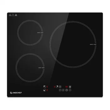 AMZCHEF CE-T-74IB3xyzf-CS 3-tsooniline induktsioonpliit, 7400W, sisseehitatav, puutetundlik juhtimine, must keraamiline klaas