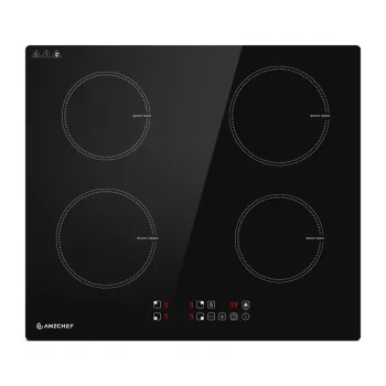AMZCHEF CE-T-74IB4xyzf-CS 4-tsooniline induktsioonpliit 7400W sisseehitatav võimenduse, taimeri ja lastekaitselukuga
