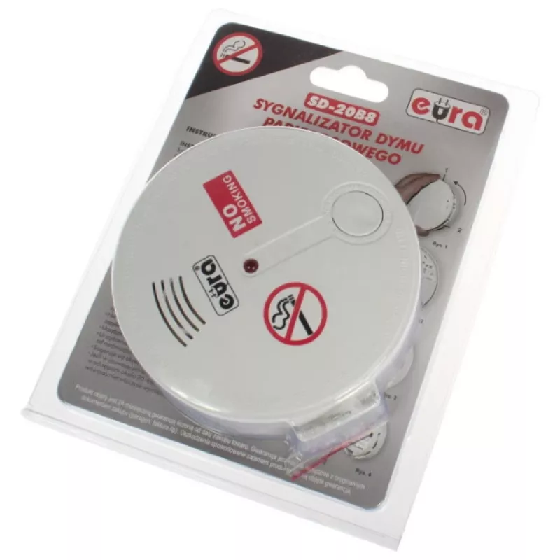 EURA SD-20B8 Fotoelektriline Suitsuandur, Valge, 9V Patarei