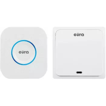 EURA WDP-82H2 Traadita uksekella komplekt, patareivaba kineetiline saatja, 36 meloodiat, 100 m ulatus, valge