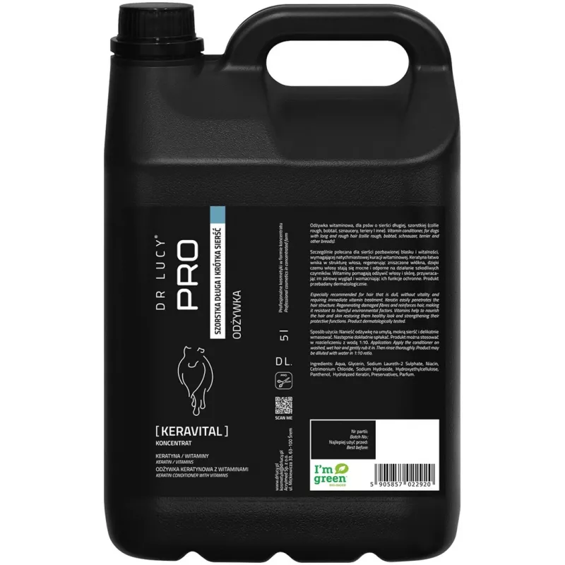 DR LUCY PRO KERAVITAL 5L Keratiini- ja vitamiinipalsam koertele pika jämeda karvaga