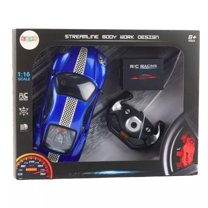 LEAN TOYS Kaugjuhitav RC Sportauto Tuled Sinine 1:16