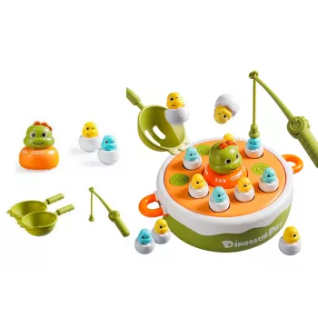 LEAN TOYS Mäng Dinosaurus Õngeridvad Tarvikud Puit Roheline