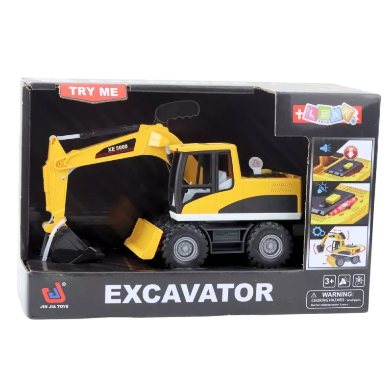 LEAN TOYS Construction Backhoe Bulldozer with Movable Swivel Bucket, Cab, Lights & Sounds